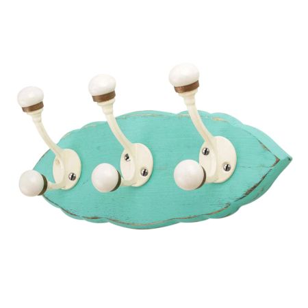 Sea Green Cream Double Loop Ceramic Iron Wooden Hooks